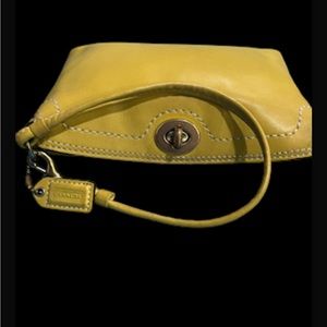 Coach Yellow Patent Leather Turnlock Wristlet - Coin Wallet
